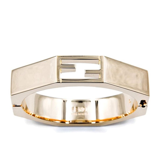 Fendi Jewelry - Fendi FF Logo Geometric Heavy Metallic Cuff Bangle Fendi Jewelry - Fendi FF Logo Geometric Heavy Metallic Cuff Bangle